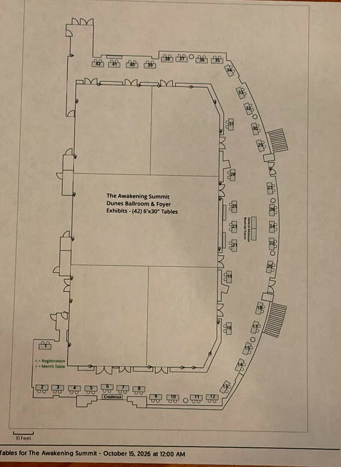 Vendor floor plan — Dunes Ballroom & Foyer, 42 tables